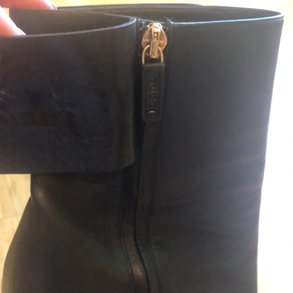 Gucci Black, Gold Buckle & Zipper Booties, Size 38 w/ Heel, Excellent Condition - Picture 8 of 11
